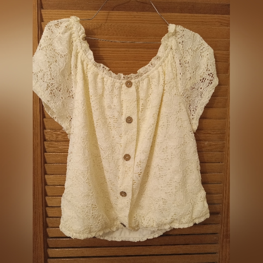 Ivory off shoulder lace top
